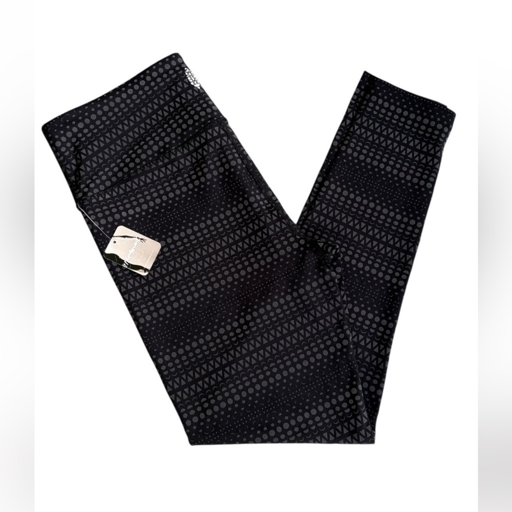 NWT Free People Movement Black Grey Patterned Leggings Medium Retail $98.00